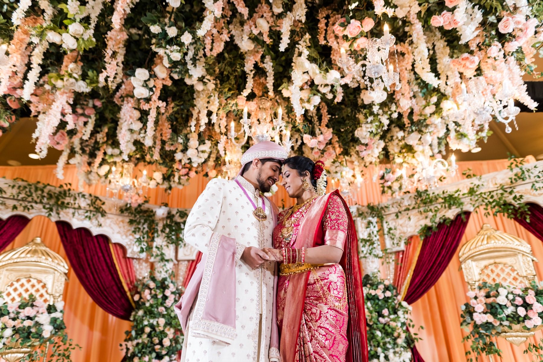 Intimate couple portrait at their wedding celebration